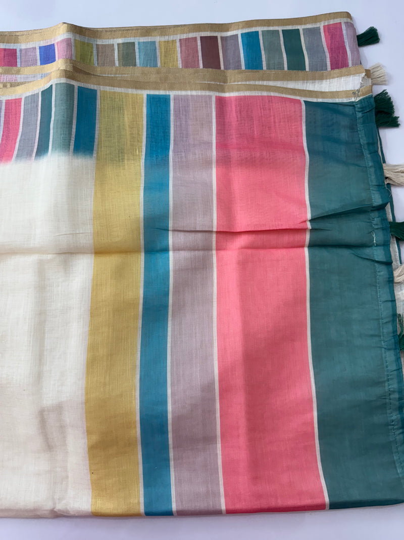 Rainbow semi Linen Saree MLS615- 16