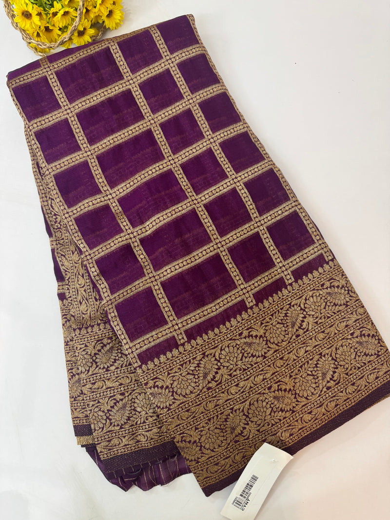 Semi banarasi Khaddi Georgette saree - MS1498 Vadamalli