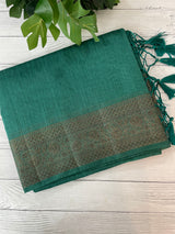 Jute silk saree with antique zari weaving MJL399- JadeGreen