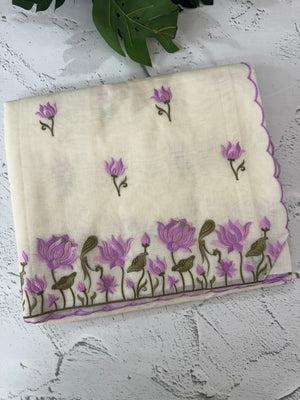 Mul chanderi embriodery saree with scalloped borders MSH176 (1)