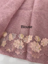 Soft Organza saree with thread work and tissue applique borders - MCW605 PastelOnionPink