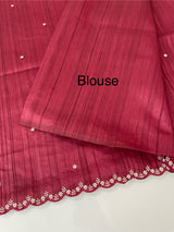 Cutwork Semi tussar saree MTSS674 Cranberry