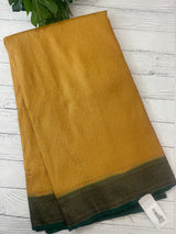 Banarasi semi katan saree with contrast border SHKNTNM- Creamy Yellow to BottleGreen
