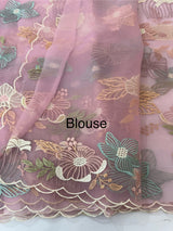 Organza saree with embroidery - MOS390 PastelPink