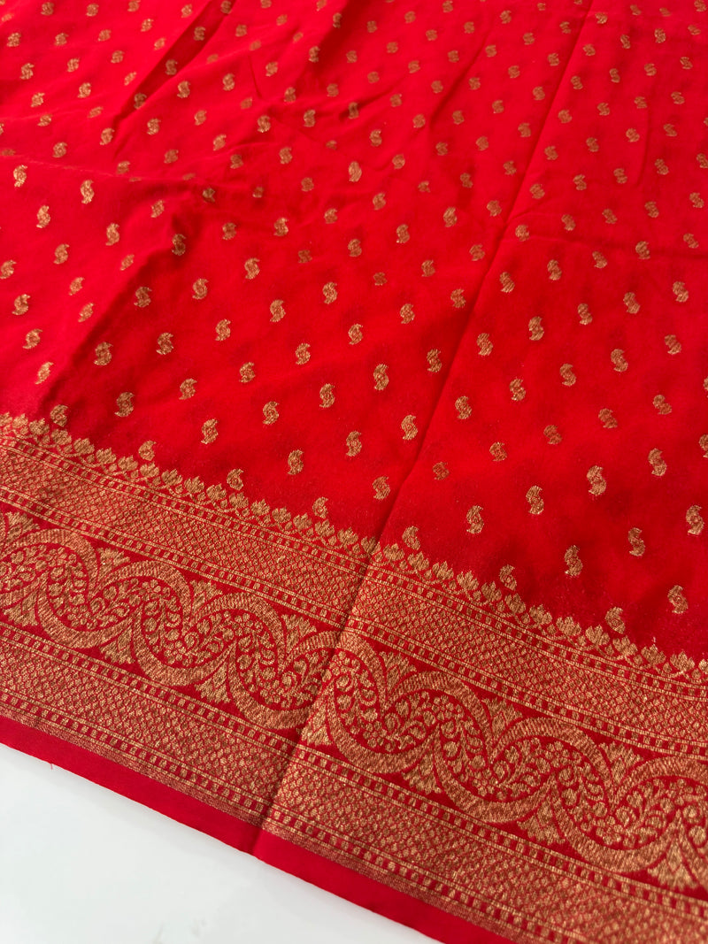 Semi Banarasi Georgette saree MKGS ChilliRed