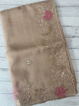 Shimmer crush Organza saree with zari and zardosi work - MS15027