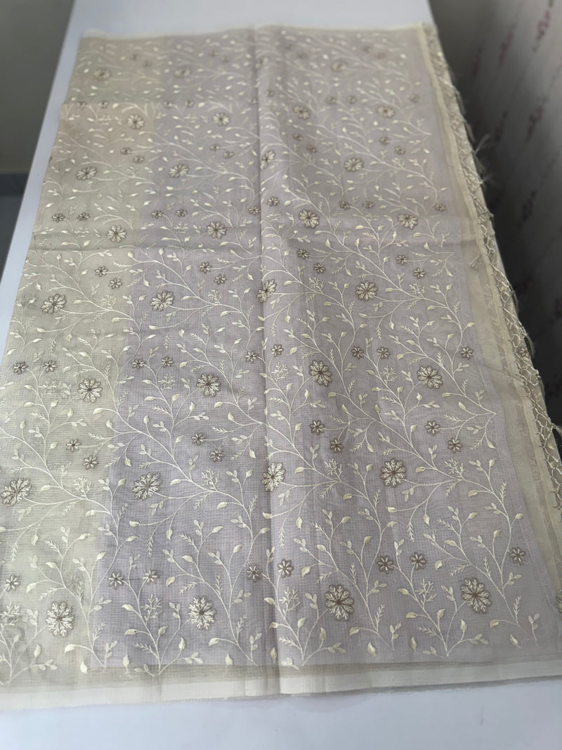 Kota silk saree with embroidery MSH199 - Pastel CloudGrey