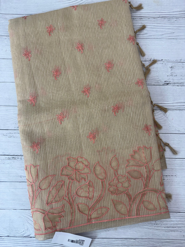 Tissue silk saree with applique work MTSS987