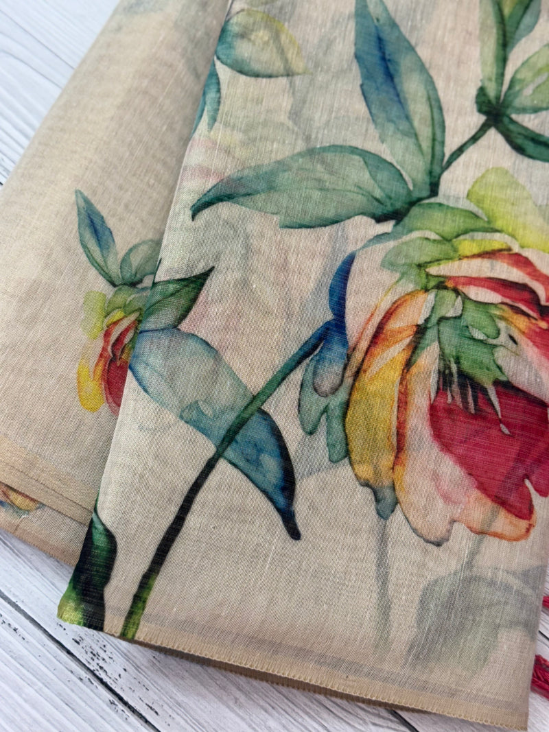 Tissue mix semi silk saree with digital prints MS8966