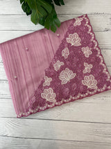 Cutwork Semi tussar saree MTSS674 OnionPink