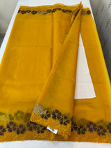 Soft organza saree with turkish applique borders- MCW735