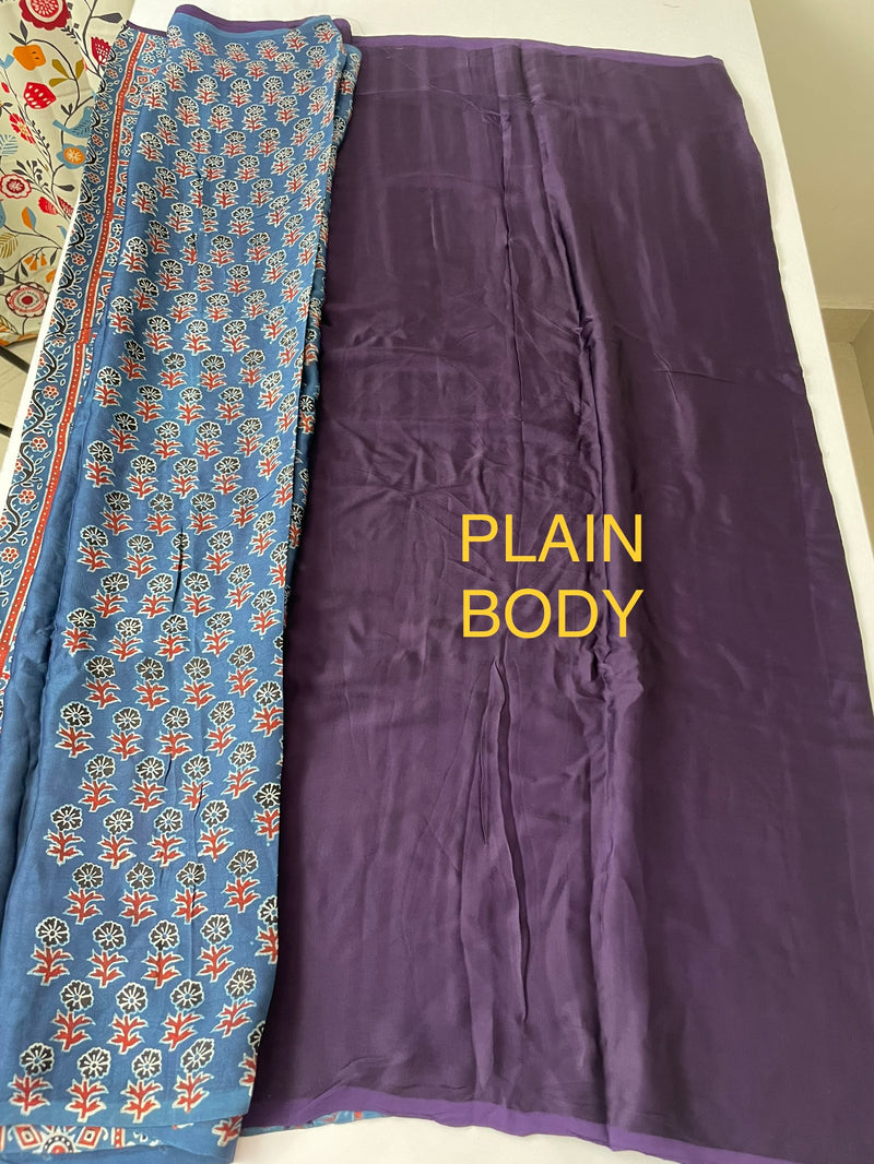 Pure Ajrakh Modal Silk Saree MAMS505