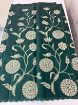 Viscose organza saree with applqiue work - MSH930 DarkGreen