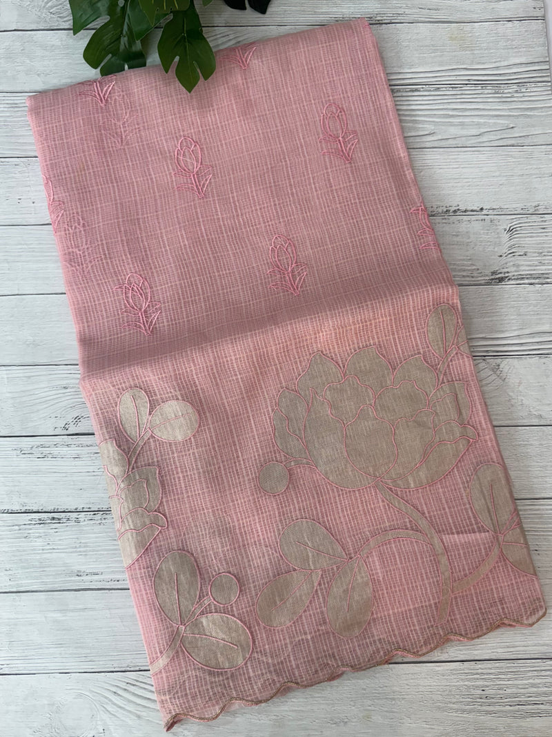 NetKota saree with tissue applique work MS15146 - PastelPink