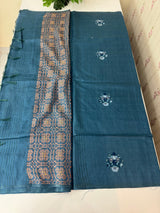 Semi tussar saree with Handwork MS44500 - Dusky TealBlue