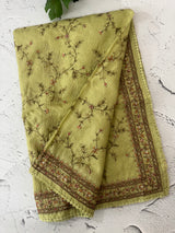 Soft kota silk saree with embroidery MS16429- PistaGreen