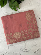 Mul chanderi tissue applique saree MSH151-Dusky Peach