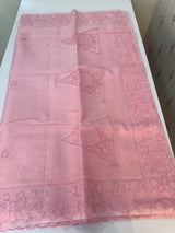 Viscose Organza saree with applique work-MSH101 Pink