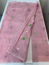 Mul chanderi saree with embroidery - MS1427 Pink