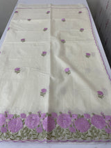 Mul chanderi embriodery saree with scalloped borders MSH176