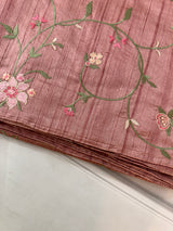 Blended crepe tussar saree with embriodery SSPNIMH DuskyPeach