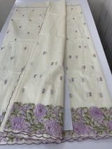 Mul chanderi embriodery saree with scalloped borders MSH176
