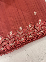Blended tussar saree with cutwork - MSHK690 ReddishPeach