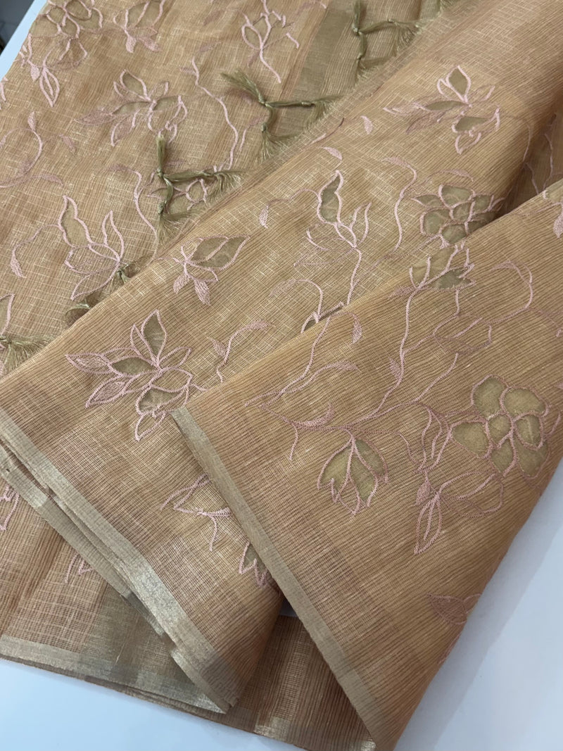 Kota Tissue Silk applique work saree MS49811 - DuskyPeach