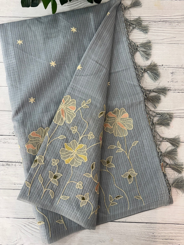 Applique and embroidery work 
 Kota Silk saree MSH118