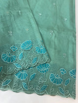 Viscose Organza saree with applique work-MSH103 GreenmixBlue