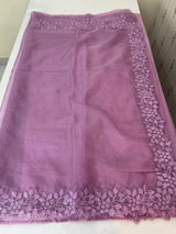 Soft Organza saree with embroidery borders - MSH5777 Lavender