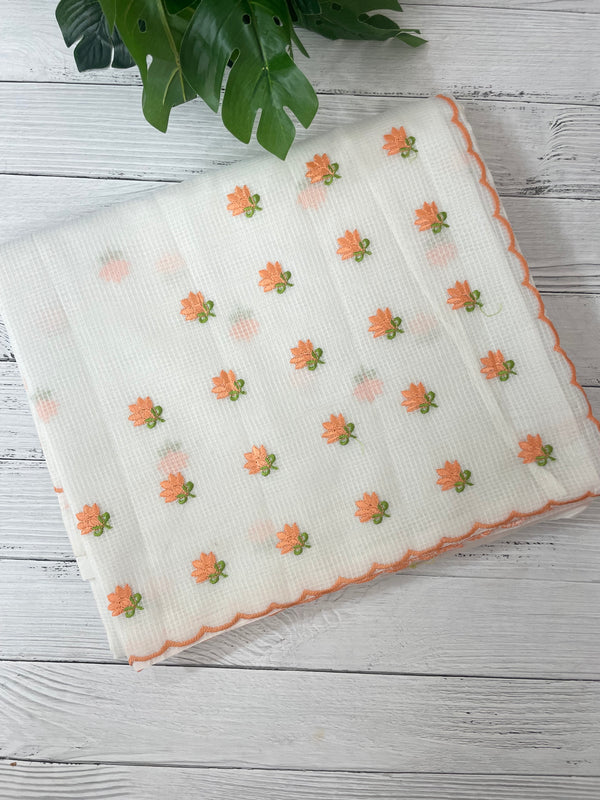 NetKota saree with embroidery MS6868 -Peach