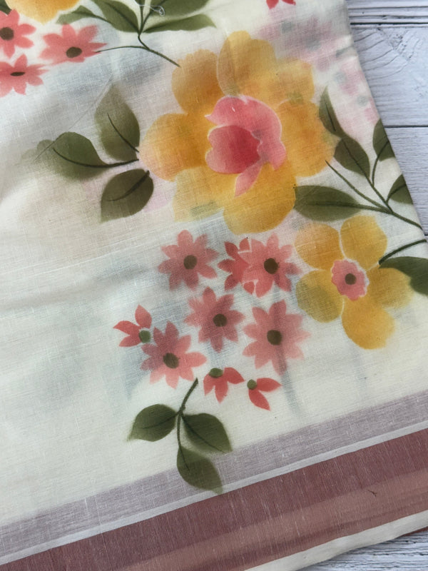 Kerala cotton saree with floral prints