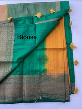 Soft silk sarees with contrast pallu & blouse MJL890