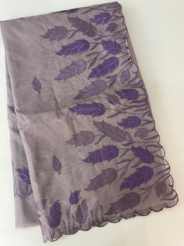 Viscose Organza saree with applique work-MSH103 Mauve
