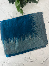 Soft Velvet Organza saree with embroidery borders - MOS4377 PeacockBlue