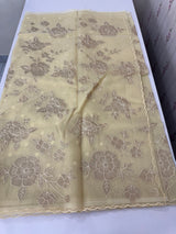 Semi organza saree with appliqué work - MSH906 Ivory