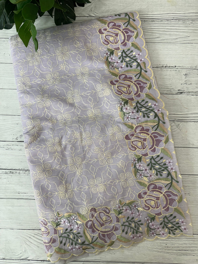 Phulkari NetKota embroidery saree - MSH126 Pastel Lavender