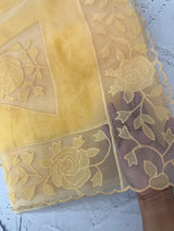 Viscose Organza saree with applique work-MSH101 MangoYellow