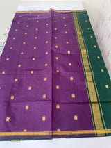 Maheshwari silk cotton saree with zari weaving MMJ764 - Purple to Green (6)