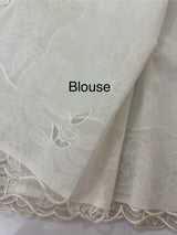 Moonga checks Applique work saree  MSH110- White