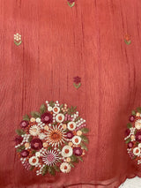 Blended tussar silk saree with embroidery- MS1072 DarkPeach