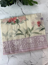 Chanderi digital printed saree with chikankari embriodery MSH171