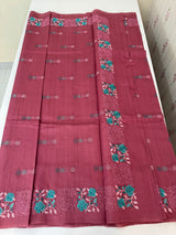 Crushed Matka Blended Tussar silk saree with embroidery MS4890 - DuskyRose