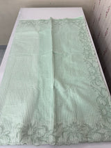 Striped Mul chanderi saree with applique borders MSH987 - Pale Green
