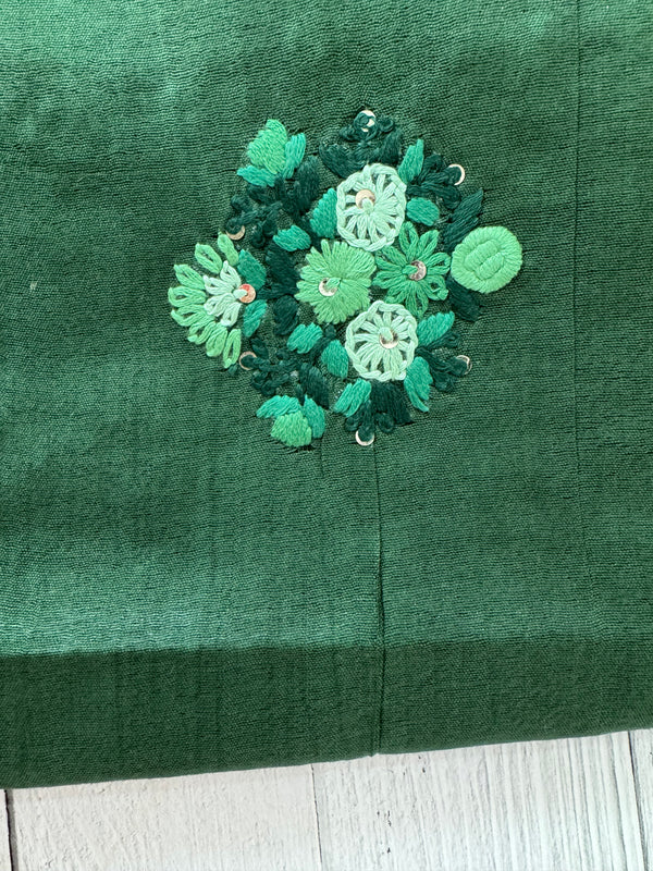 Semi tussar saree with Handwork MS44500 - DarkGreen