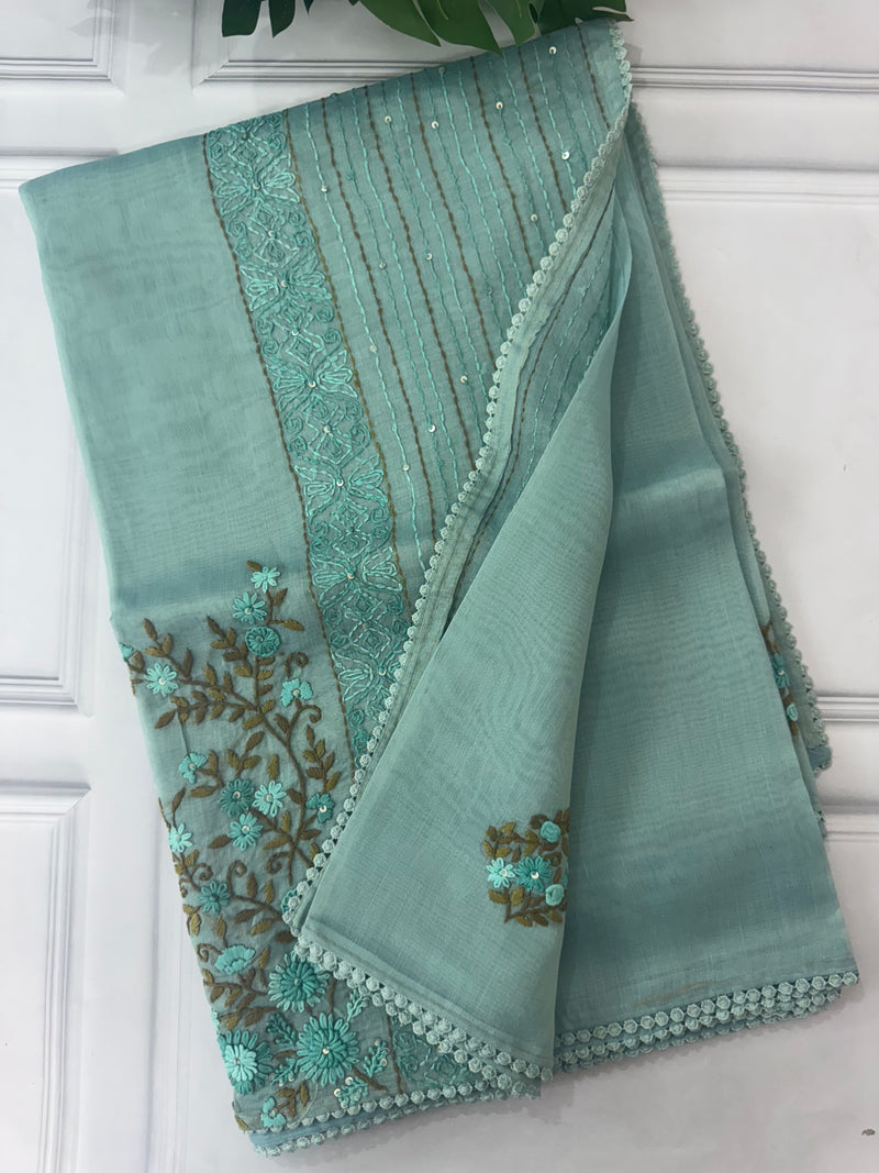 Handworked Tissue silk saree FBLK162 Blue