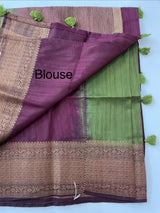 Soft silk sarees with contrast pallu & blouse MJL890
