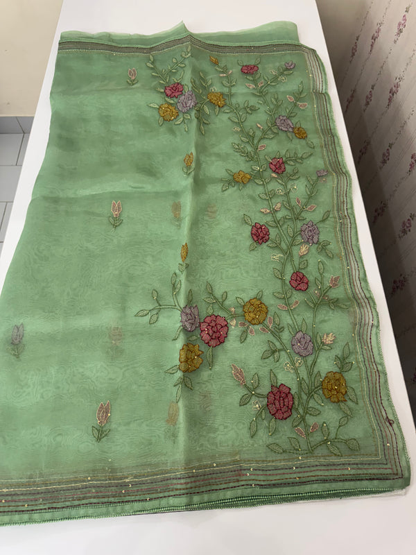 Tissue Organza saree with kanta embriodery MS15600