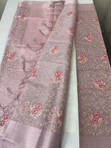 Tissue silk saree with embroidery MSH240